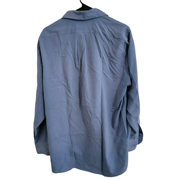 Van Heusen Dress Shirt Mens Size Medium Micro Poplin Button Up Long Sleeve Blue - Picture 2 of 3